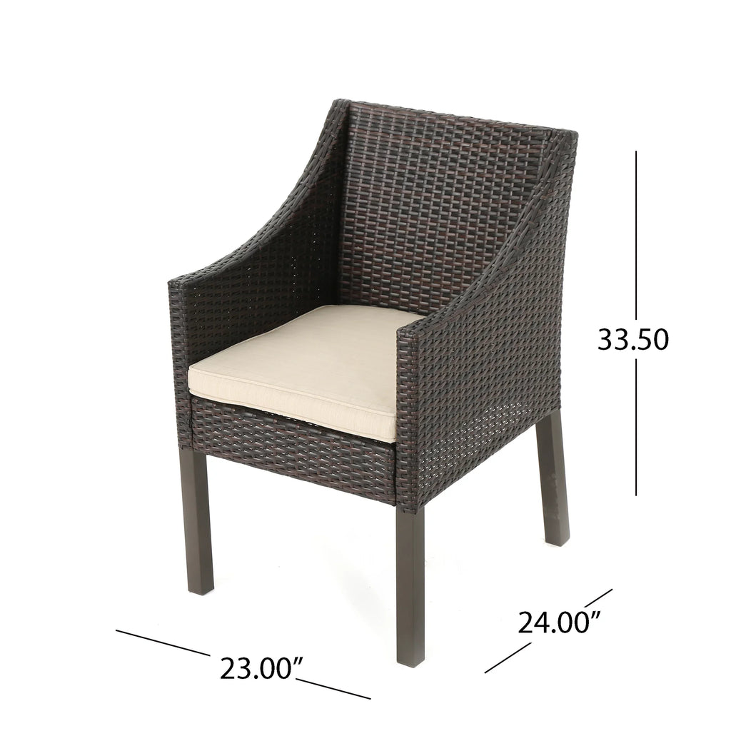 Wicker Rectangular Cushions, 9 exterior Noble Dining with Multibrown, Piece Arcadia Set Beige House
