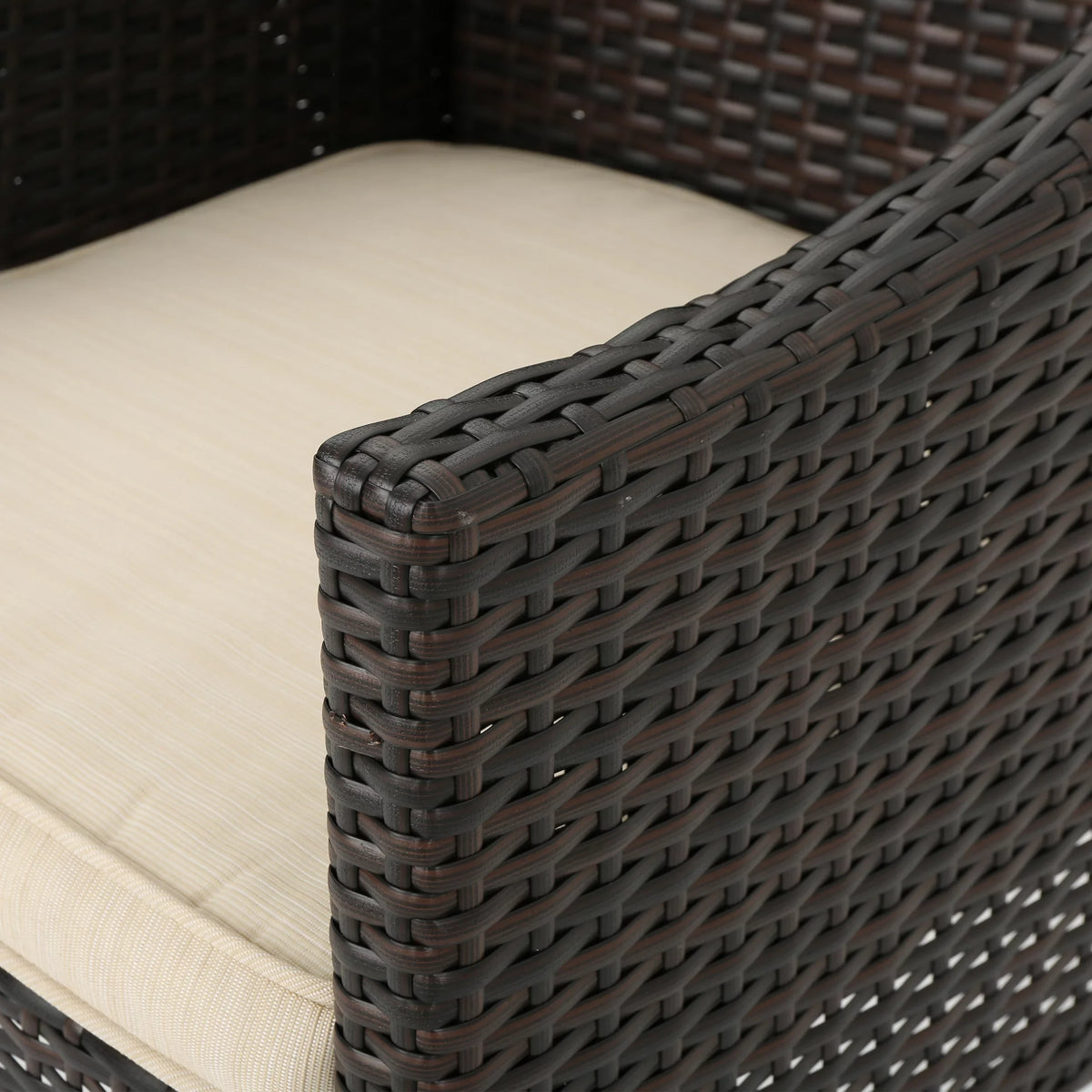 Wicker Rectangular Cushions, 9 exterior Noble Dining with Multibrown, Piece Arcadia Set Beige House
