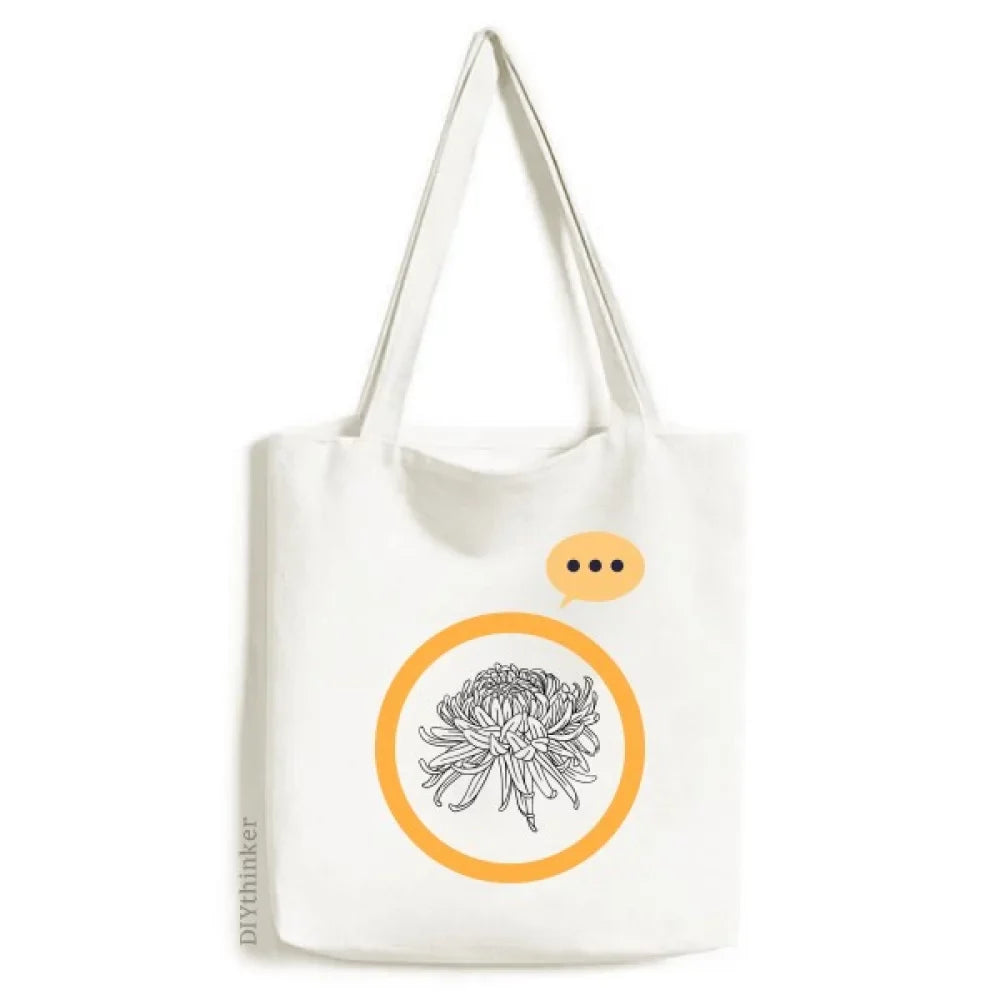 Shoulder Canvas Expression Flower Bag Sack Tote Chrysanthemum Illustration