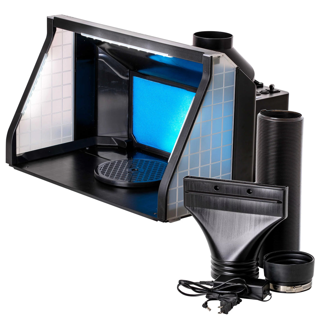 (Extends Spray Exhaust to Feet) Extension LED Fan, Booth Hobby with Lights, Dual up Kit 5.6 Portable, Airbrush Hose