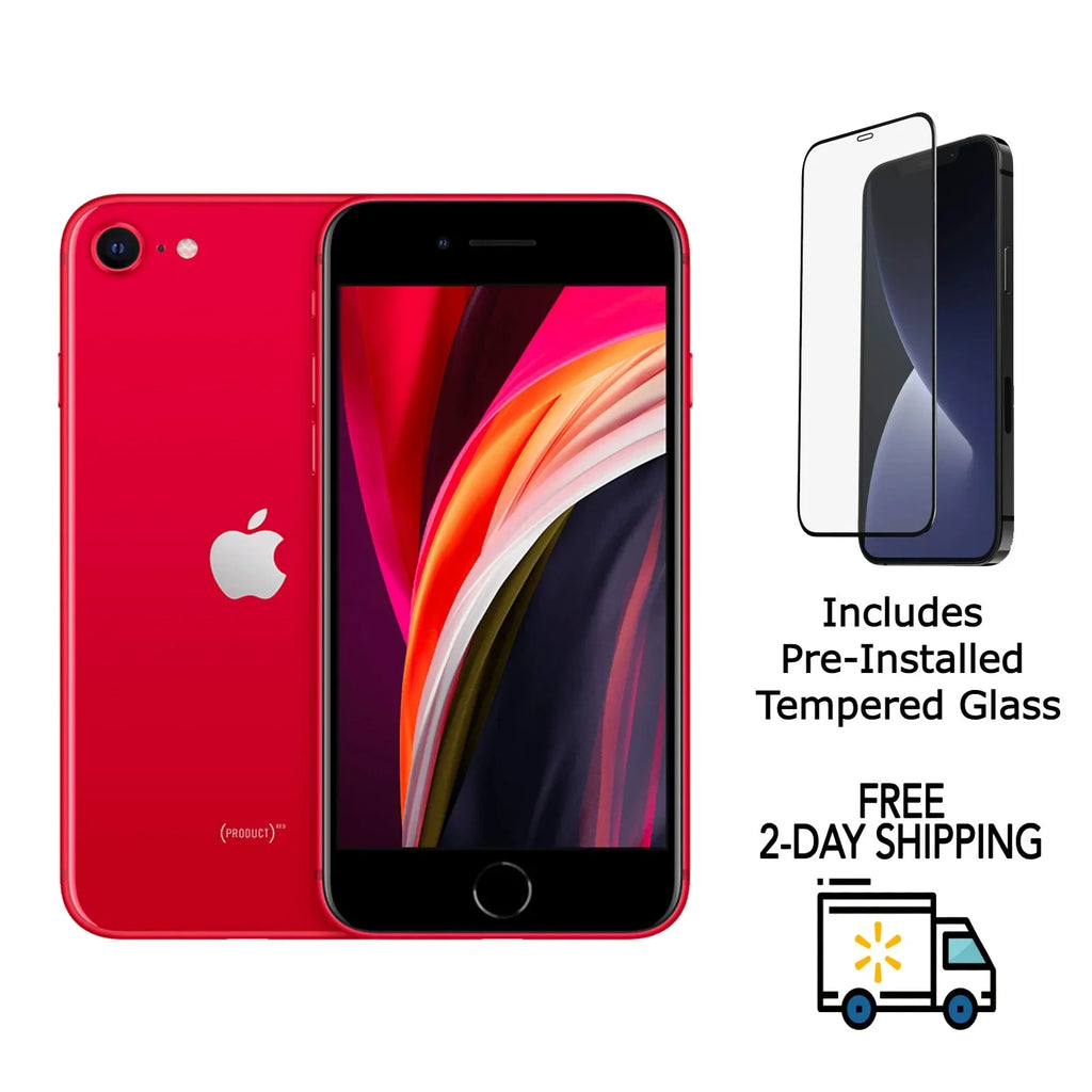 (Fully Gen) SE A2275 64GB Tempered Glass w/ iPhone Pre-Installed Restored (Refurbished) (2nd Red Unlocked)