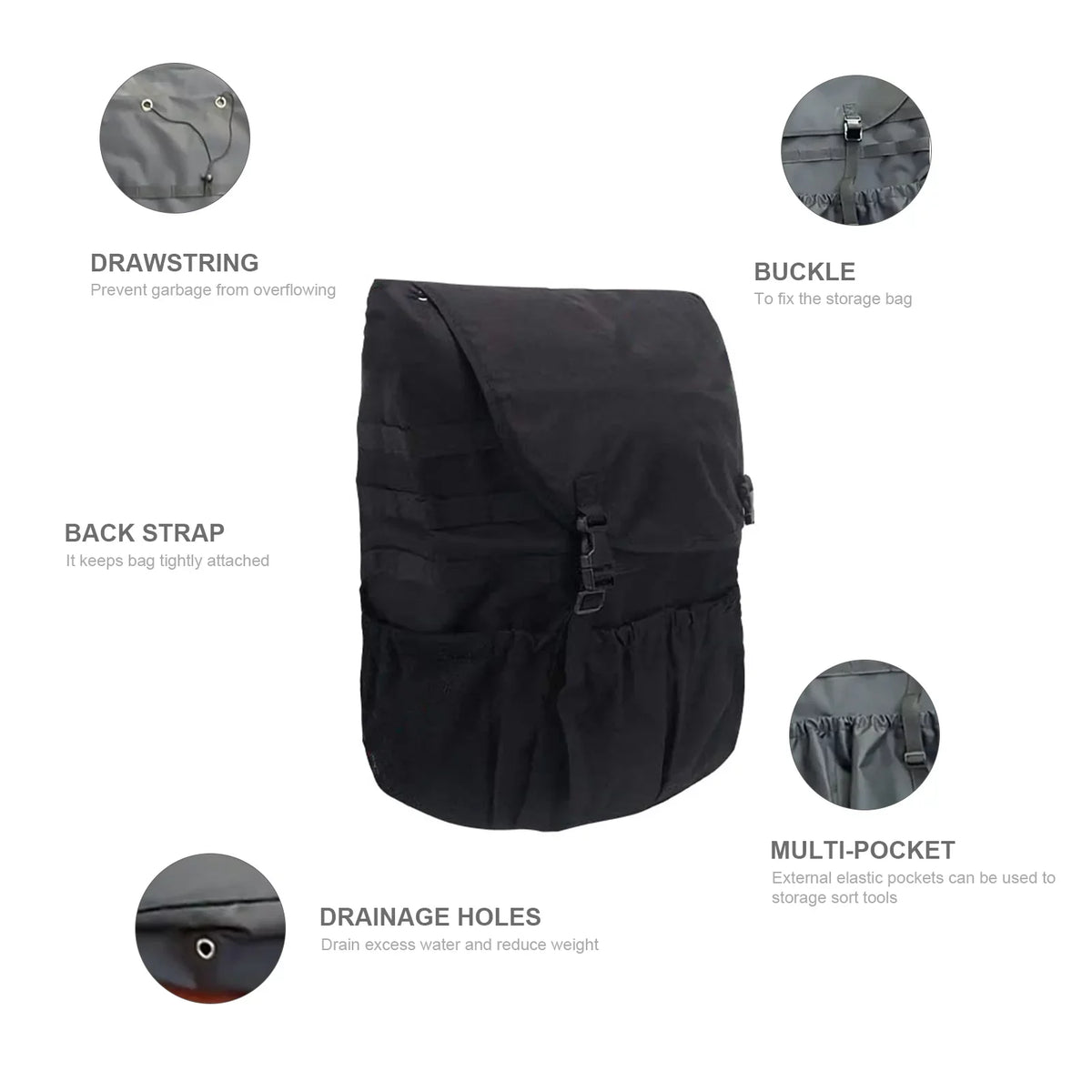 Bag Car Trash Tool Off-Road for Organizer Multi-Pockets Cargo exterior Camping Gear Tire Backpack Backpack Travel Bag Spare Storage