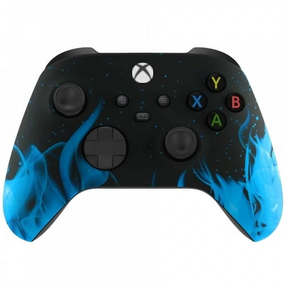 LED Flames Blue One / Custom Touch With White Controller Rapid Modded Fire X Soft Series Xbox
