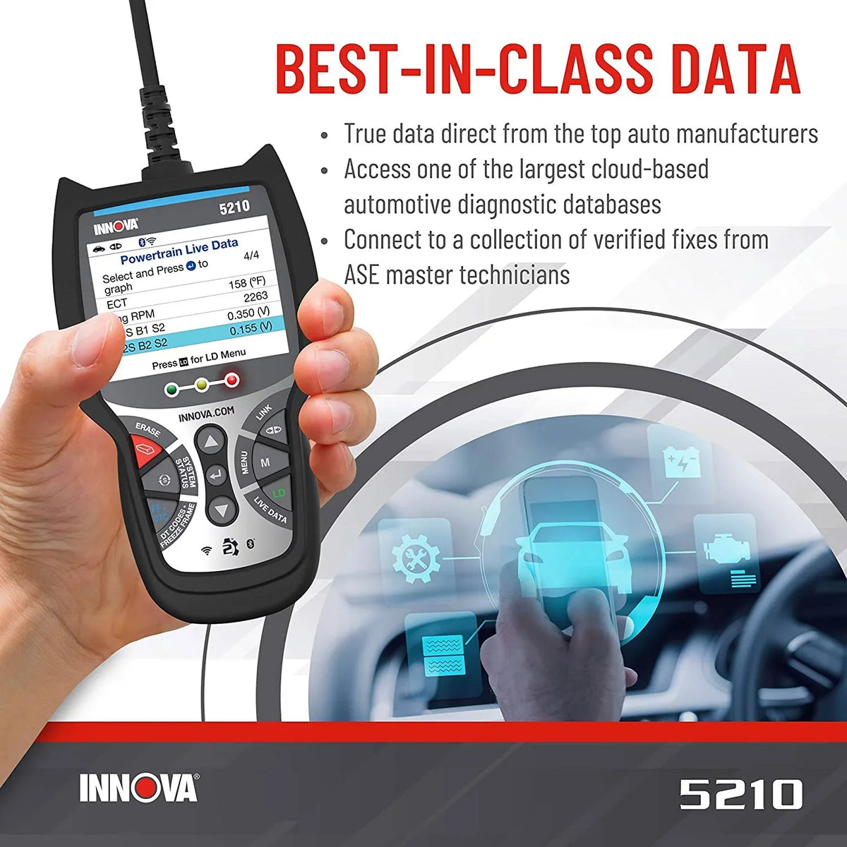 CarScan Reader Tool Diagnostic Automotive 5210 INNOVA Bluetooth Code Advisor