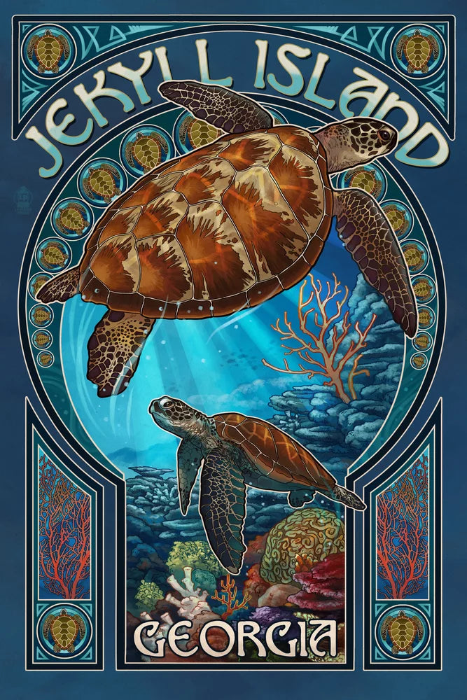 Puzzle (19x27 Jekyll and Family, Premium Jigsaw Made 500 for Turtle Nouveau Sea inches, USA) Adults Georgia, Island, in Art Piece