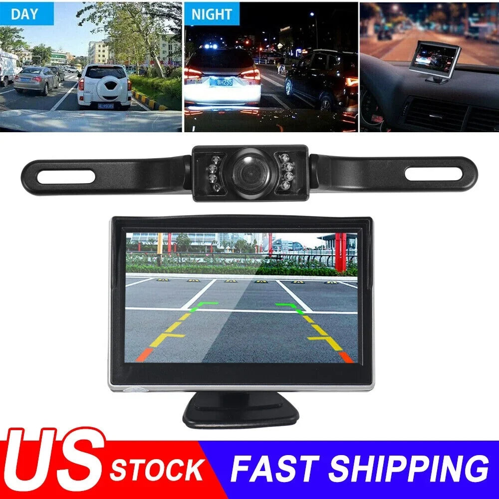Backup Rear View Vision Waterproof Wireless Car HD 5" Camera Kit Monitor kydely Night