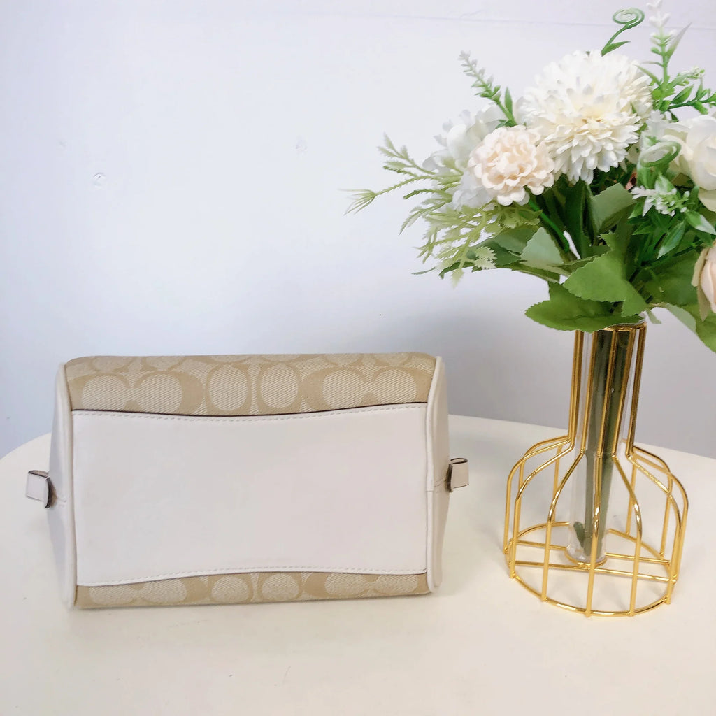 Sydney CHALK Signature Coach IN In LIGHT KHAKI Canvas Satchel CA591