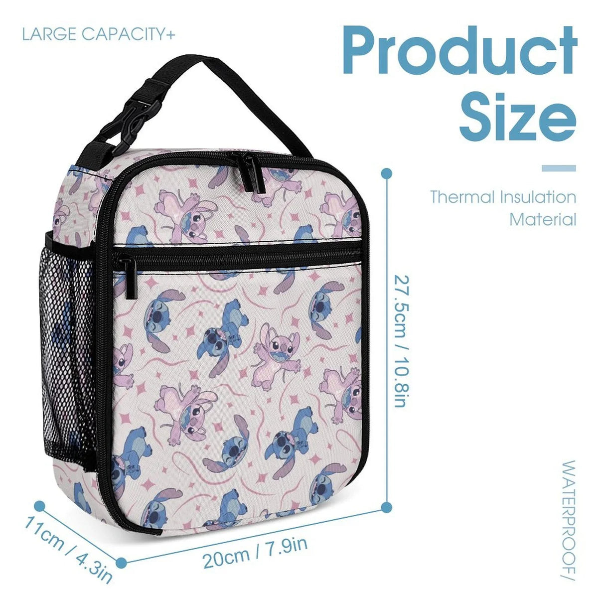 Girls Insulated Thermal Lilo Bag Kids Tote Stitch For Handbag Cooler Bag Boys Blue Lunch Adult Bento Office School Portable