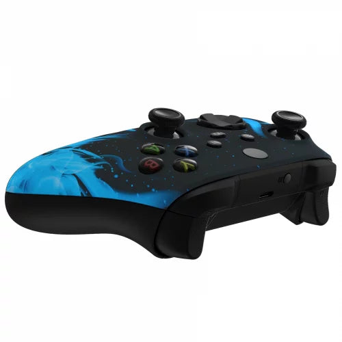 LED Flames Blue One / Custom Touch With White Controller Rapid Modded Fire X Soft Series Xbox