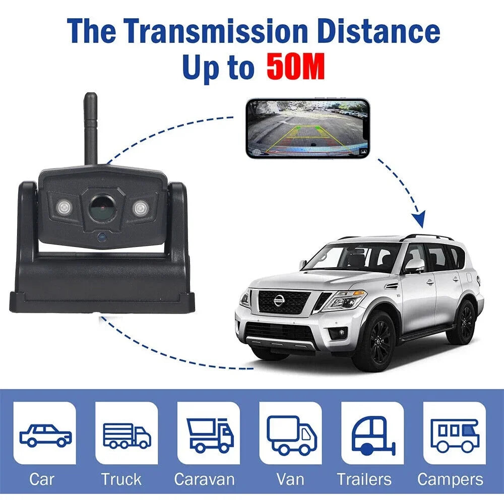 Wireless, JahyShow View Backup Magnetic 9600mAh Camera, Front/Rear High-Capacity Battery WiFi