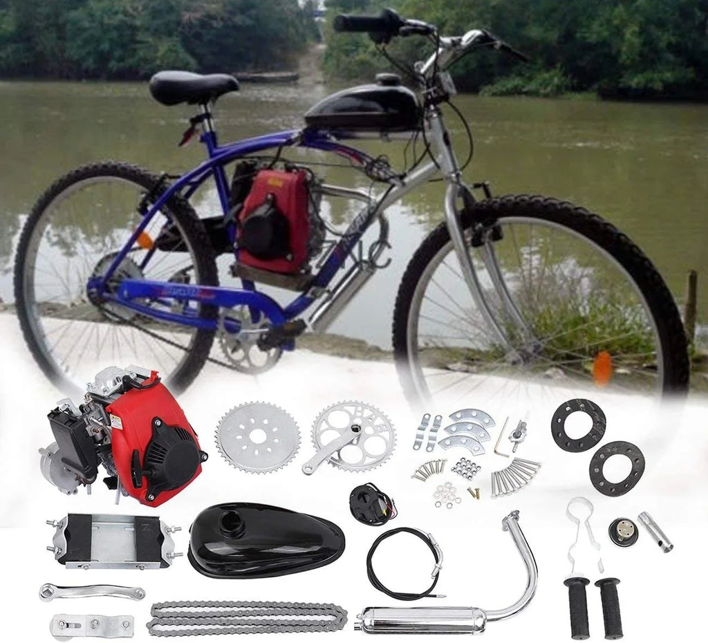 Kit, 53cc Petrol Motor for Bicycle Motorized Motor 26-28" Engine Super Motor Gasoline with 4-Stroke Refit Kit PEXMOR Bike Bicycle Conversion Cycle V-Frame Set Bikes Kit, Gas Fuel-efficient Bike
