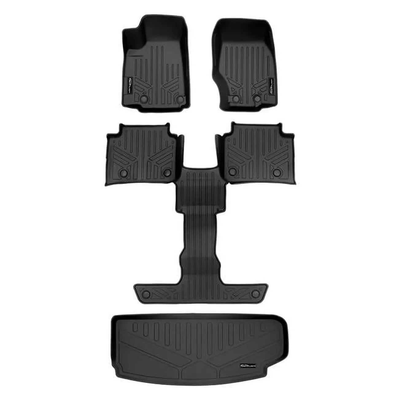 Cargo the Behind Row Black SA0568-B0570-E0568 Mat Cherokee Floor Liner All 3rd & L, 2021-2023 Liner Fit Grand climate Custom Jeep Black 3 for Row Set