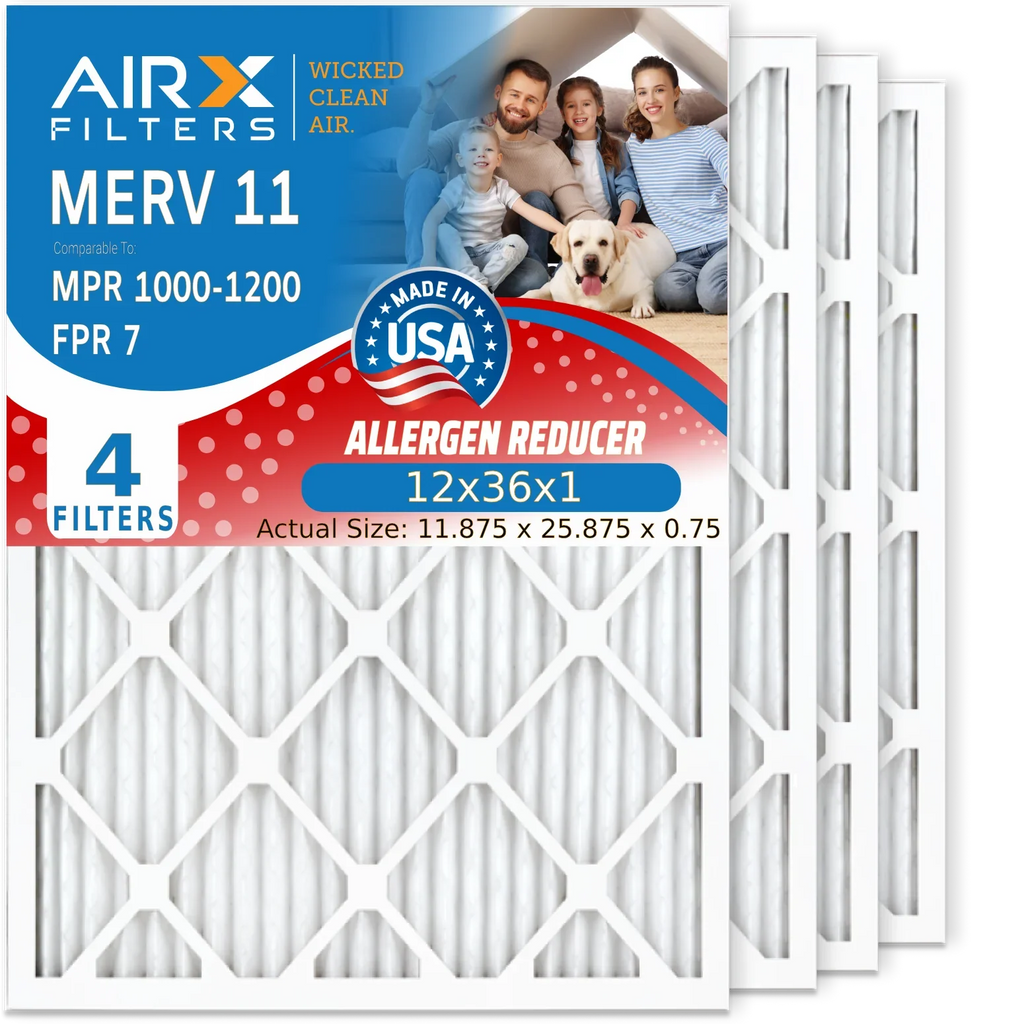 MERV AIRX 12x36x1 to Made & 1200 Furnace Filter MPR 12x36x1 Comparable Premium FPR AIR. 1000, HVAC MPR WICKED by 7 Filters Air Pack Conditioner CLEAN 4 Air 11 Filter FILTERS Pleated USA Electrostatic