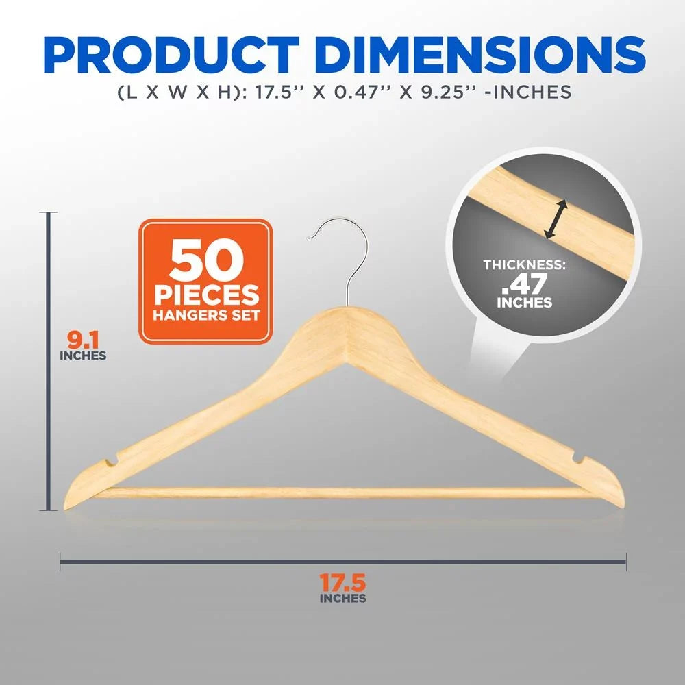 Clothes, Heavy Solid Hangers SereneLife for Hangers, Pieces Set Wooden 50 Hanger Suit Duty