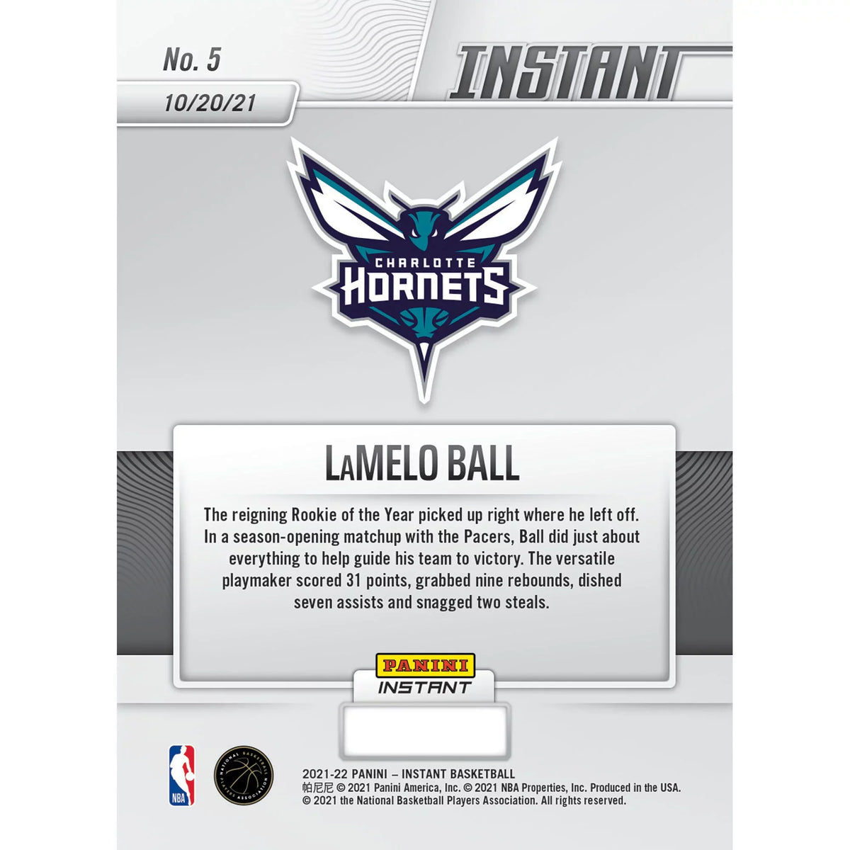 Card - Instant the Sheet Stuffs Ball Exclusive Charlotte Panini Parallel Fanatics Single LaMelo Stat Trading Hornets