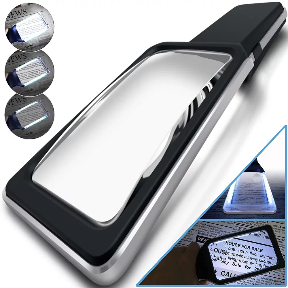 Fonts, Dimmable for & Large Vision with Fully Lit Viewing Low Small Degeneration [10 Glass LEDs]-Evenly 4X Macular Best Anti-Glare Area-The Magnifying Reading Lighted Seniors, Magnifier