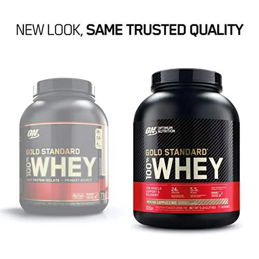Gold May , Cappuccino, Whey, 100% Powder(Packaging Standard Pound Oz 5 80 Vary), Optimum Nutrition Protein Mocha
