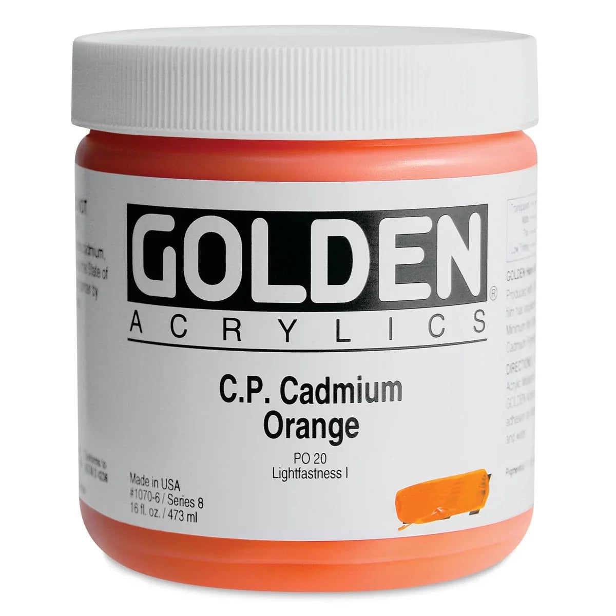 Golden 16 Orange oz, Artist Cadmium Body Heavy Acrylic,