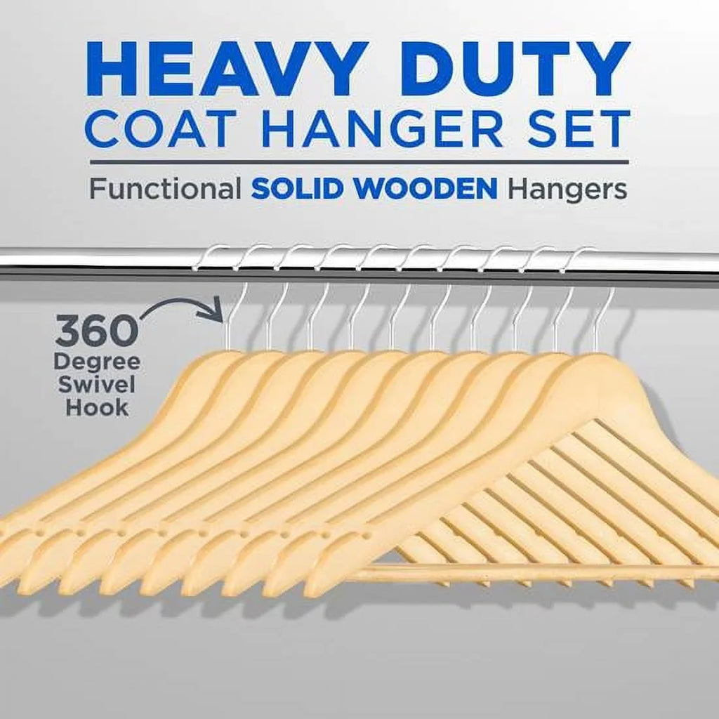 Clothes, Heavy Solid Hangers SereneLife for Hangers, Pieces Set Wooden 50 Hanger Suit Duty