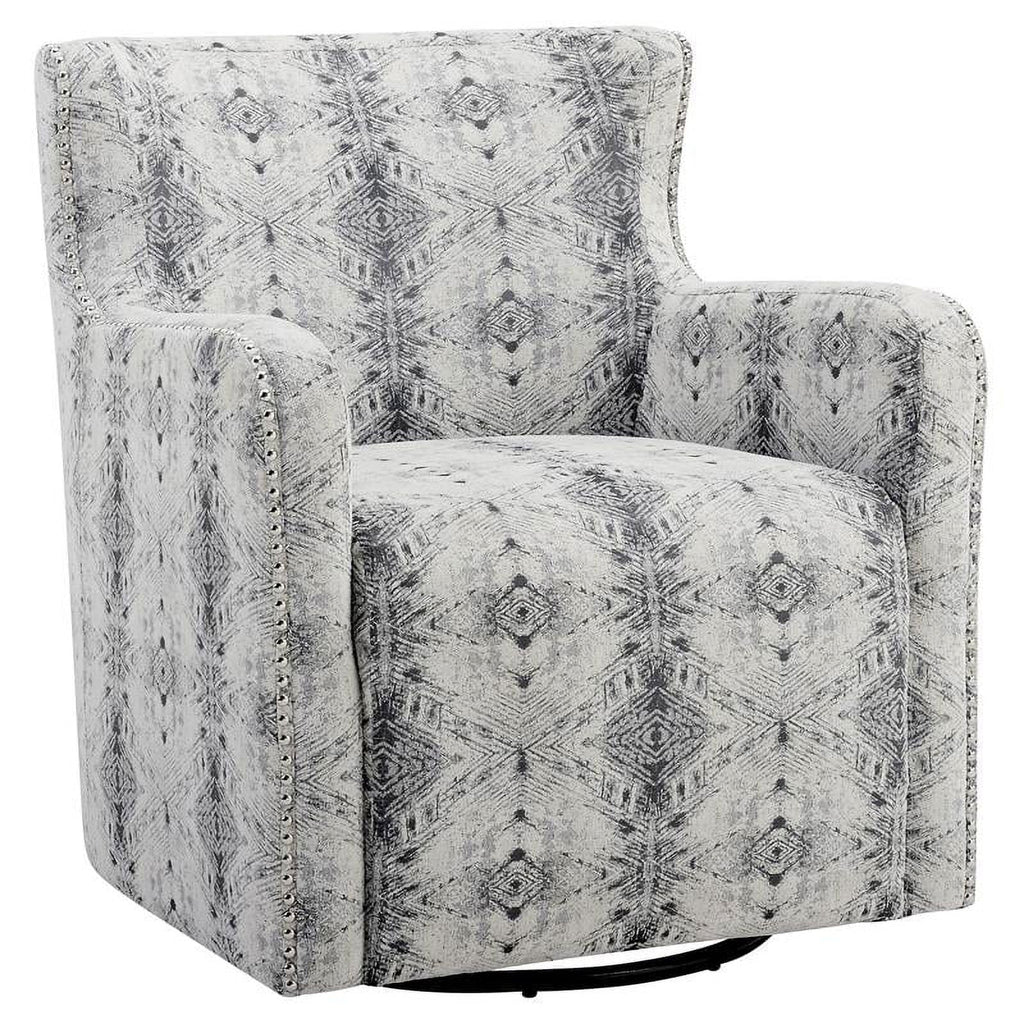 Contemporary Swivel in 30" Lonita Off Chair Geometric Lexicon White Chenille