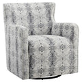 Contemporary Swivel in 30" Lonita Off Chair Geometric Lexicon White Chenille