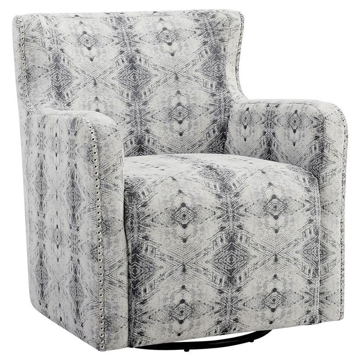 Contemporary Swivel in 30" Lonita Off Chair Geometric Lexicon White Chenille