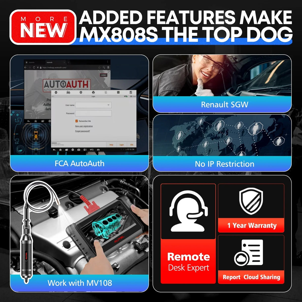 Android 64GB Autoauth Scan, 4-Core Tool 4GB MaxiCheck FCA OE MK808S RK3566 MX808S 2 as System with Autel 11 3000+ Diagnostic MK808Z Year Bidirectional All same Update, &