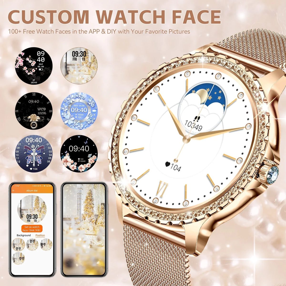 Women with Smart Diamonds Bluetooth call Watches