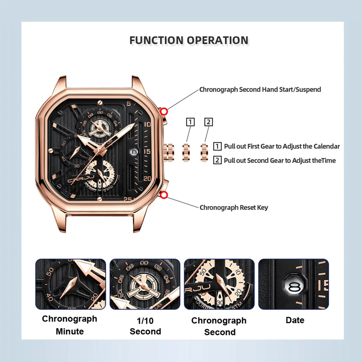 Quartz Business Leather Men's Chronograph Waterproof Date Luxury Watch Luminous