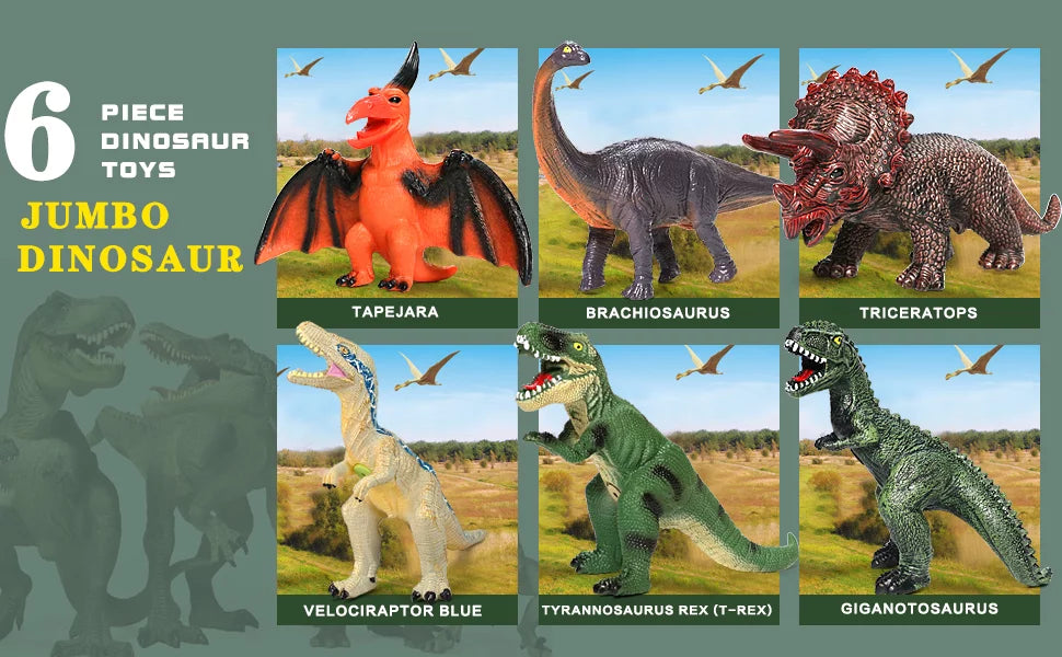 Birthday T-Rex, for 13-17 Soft Lovers Kids Dinosaur Dinosaur Perfect Gifts Inches and Dinosaur Jumbo - Large for Toddlers, Party Set 6 Toys Velociraptor Dinosaur Blue Toys Piece Favors,