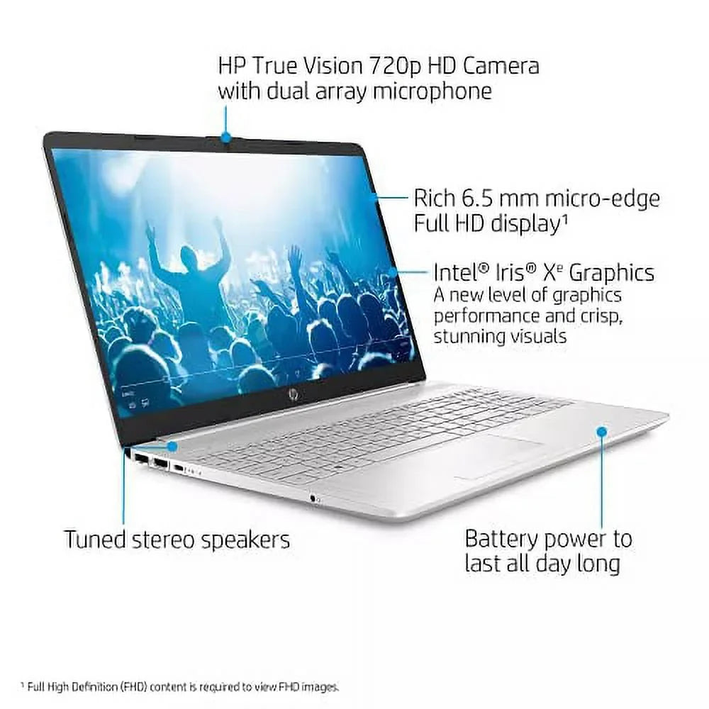BT w/RE WiFi Webcam Touchscreen 8GB 4-Core DDR4 256GB 2022 RJ45 Accessories 10 15.6" USB-C Laptop Silver Xe AC HD Backlit i5-1135G7 SSD HDMI Pro Graphics Windows HP Keyboard NVMe PC Iris