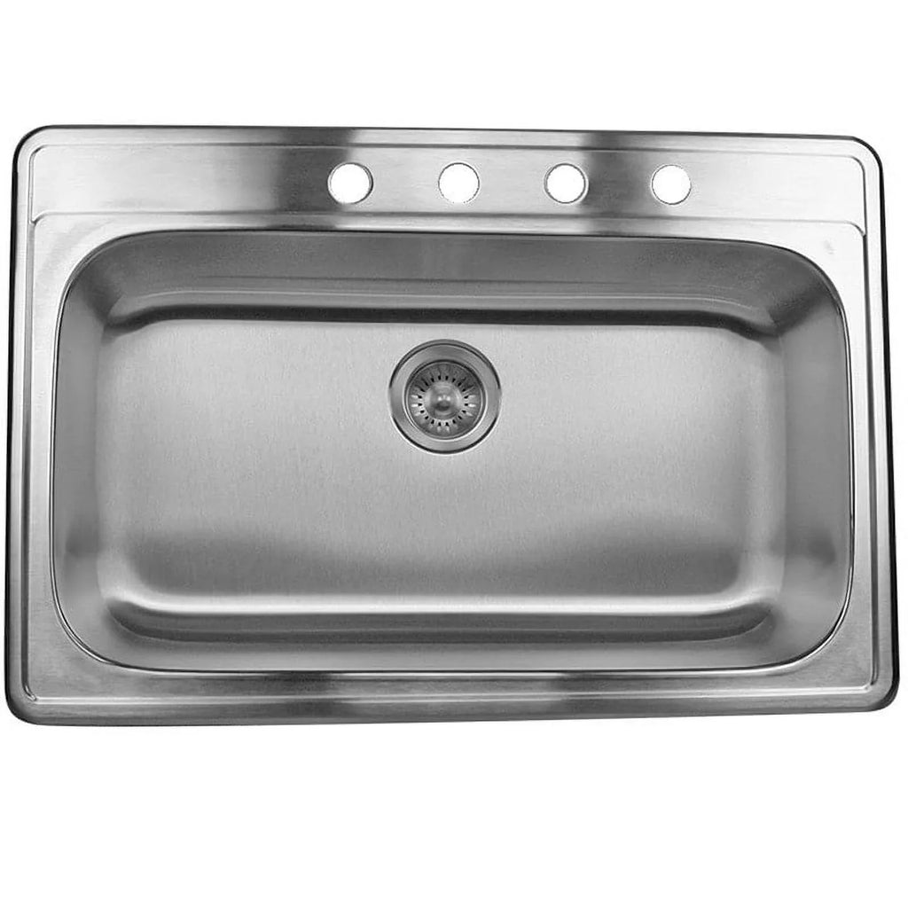 Steel Single 33-inch Drop-in Kitchen Stainless Sink Bowl