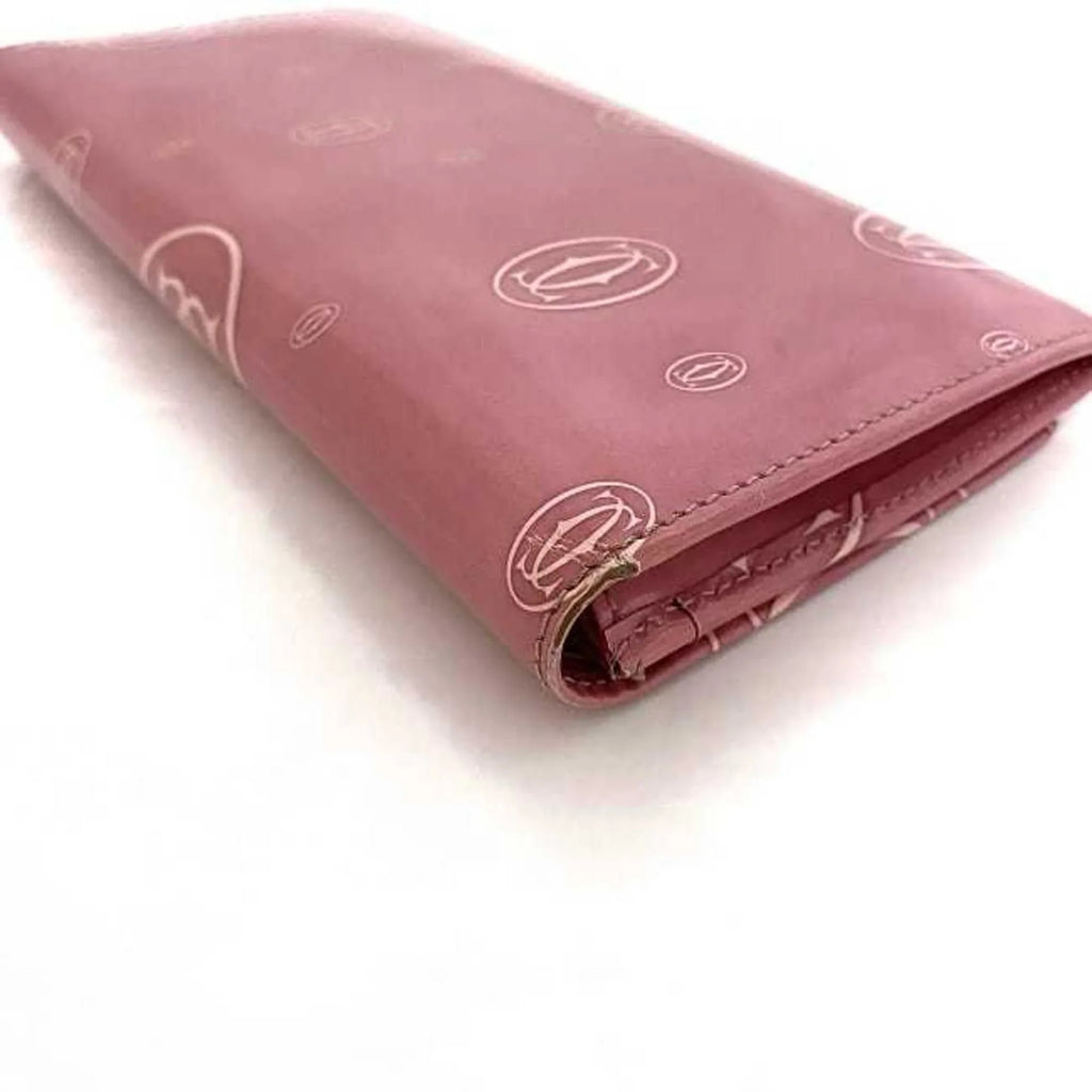 2C Birthday Pre-Owned Wallet Bifold Happy Ladies L3000951 Long Cartier (Fair) Pink Motif Leather