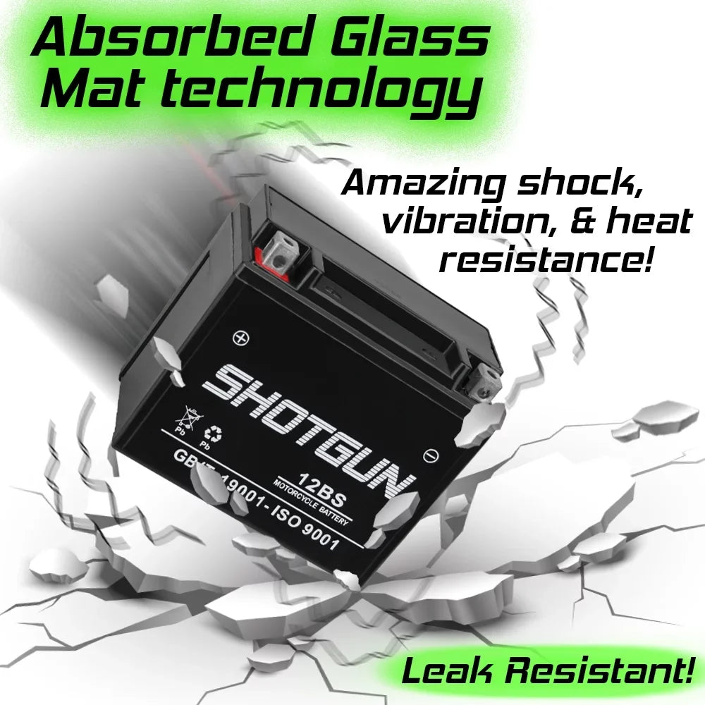 Battery Motorsports Shotgun YTX12-BS with Suzuki GSX-R1000 Compatible