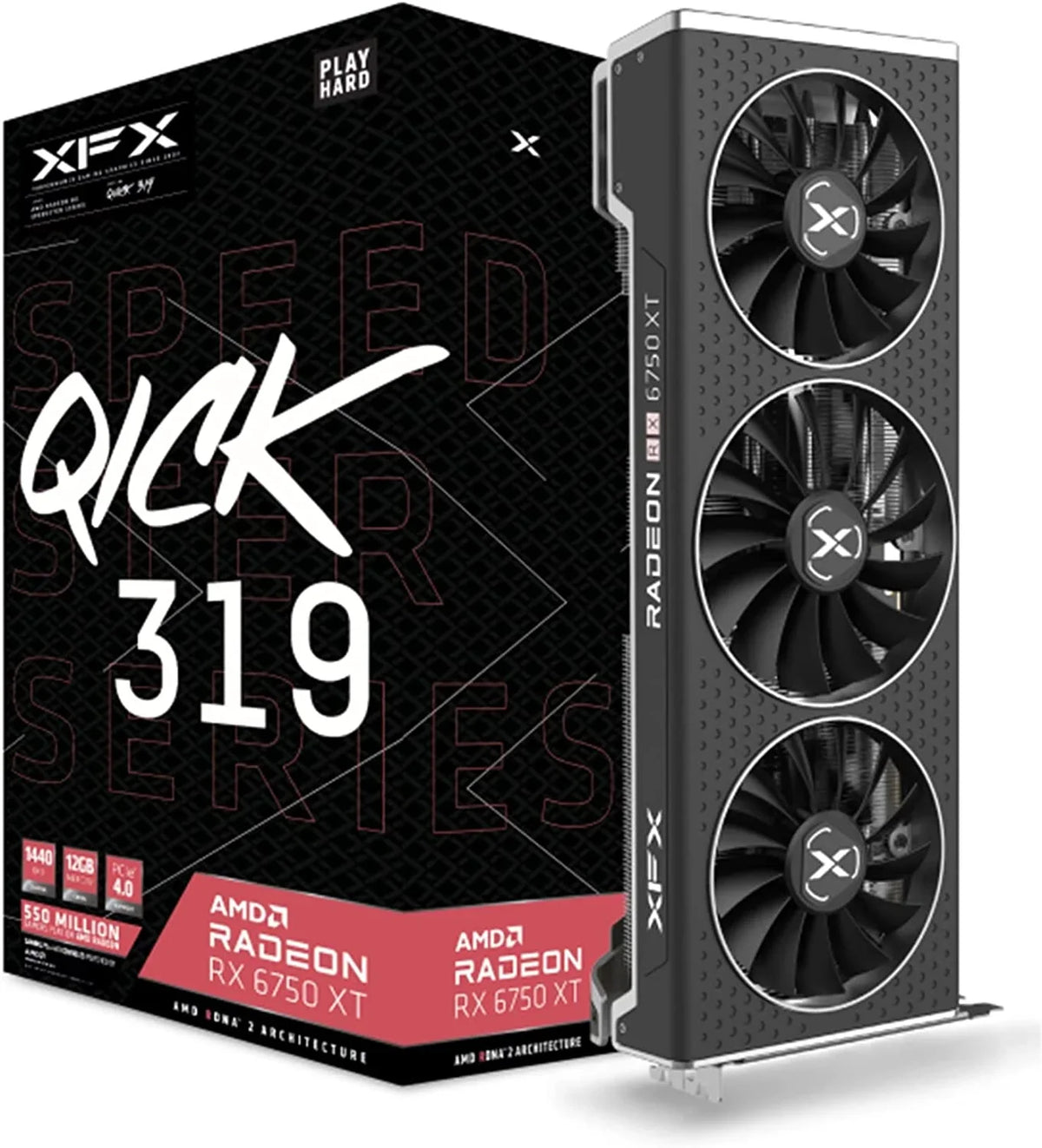 XFX Graphics RX HDMI RX-675XYJFDP 3xDP, RDNA CORE 6750XT 2 GDDR6 Speedster Gaming AMD 12GB with QICK319 Radeon Card