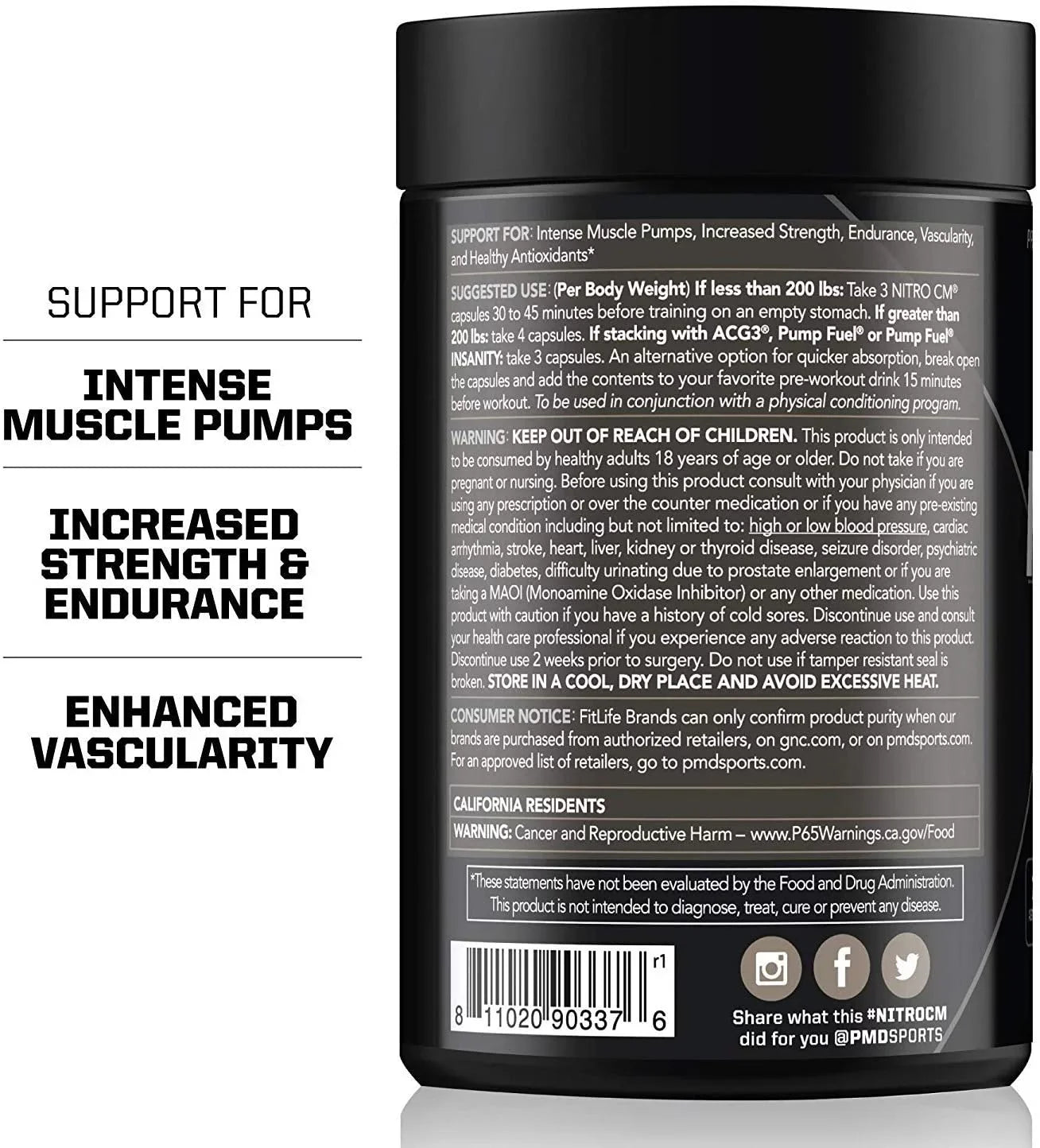 Supplement Arginine Exercise, Hardcore Boost with - Agmatine Sports Growth Training, Nitro for (90 and Endurance Capsules) - - Pre-Workout - cm Workout Nitric Pre with L Muscle PMD Oxide Bodybuilding