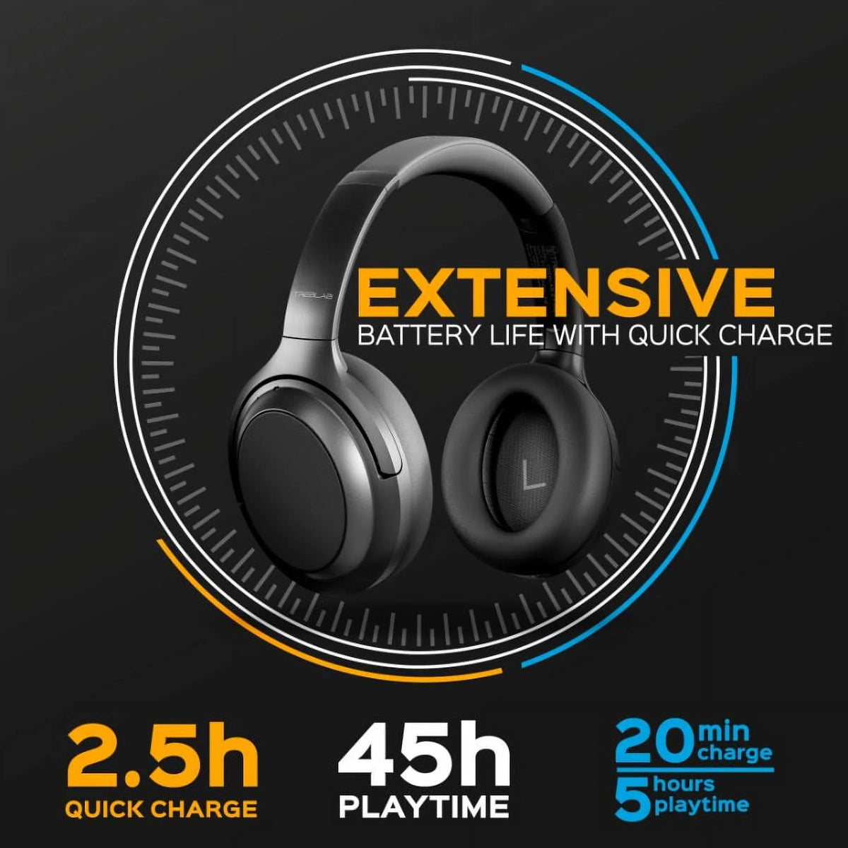 Sound, & with Ear Z7 (Grey) Mic PRO Touch Control w/aptX, Playtime Charging, Stereo USB-C Headphones TREBLAB Over Fast ANC - Bluetooth Canceling Wireless 45H - Active Hybryd Noise Headphones