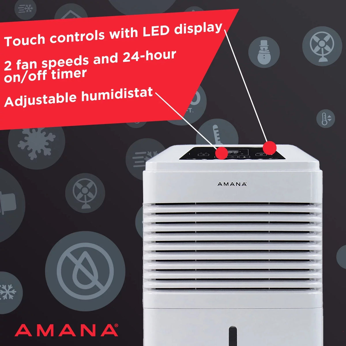 Adjustable Dehumidifier Amana Pt Ft Shut-off - White Restored 48 Sq in (Refurbished) Humidistat, 1,800 Automatic