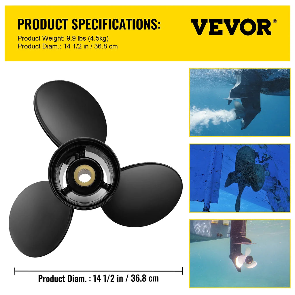 Penta with Outboard Aluminium Outboard 3-Blade x OEM VEVOR 19" Propeller, & 19 Propeller, Volvo SX Teeth Compatible 14.5" Replace 3817468, Boat Engine, Propeller Spline Right-handed for Sterndrives