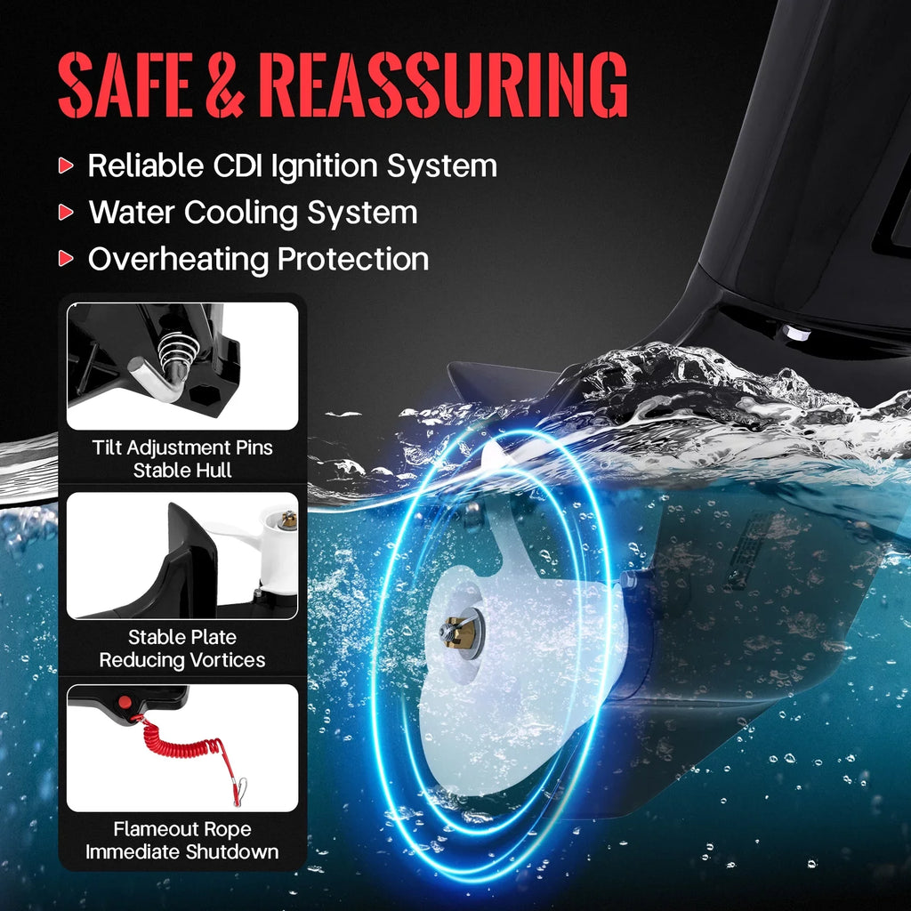 Cooling Boat Fichiouy Stroke 246CC Fishing 2 HP CDI liquid System Motor Duty Outboard Heavy 18 Engine