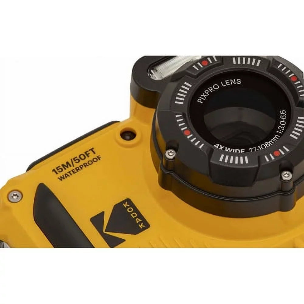 Box Kodak 2.7" Digital PIXPRO Zoom Camera 4X 16MP LCD Rugged Video, Optical Open Yellow Full WPZ2 HD Waterproof