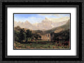 'The Mountains, Albert Print 2x Rocky Framed Bierstadt Art Ornate Landers Matted Peak' 24x18 Black