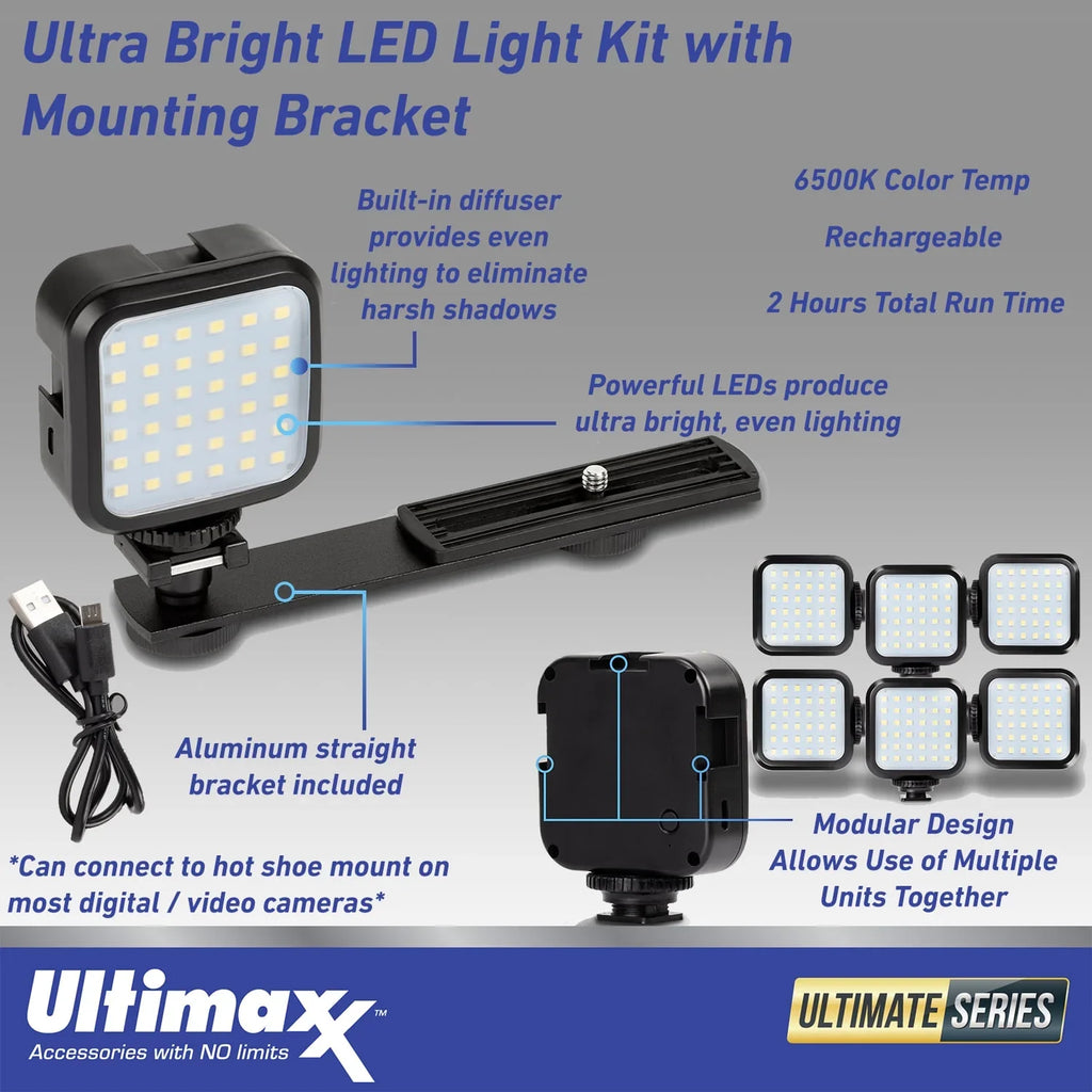 Vlog Ultimaxx Light LED 4K Bundle 42MP Ultra HD with Camera Video Camcorder
