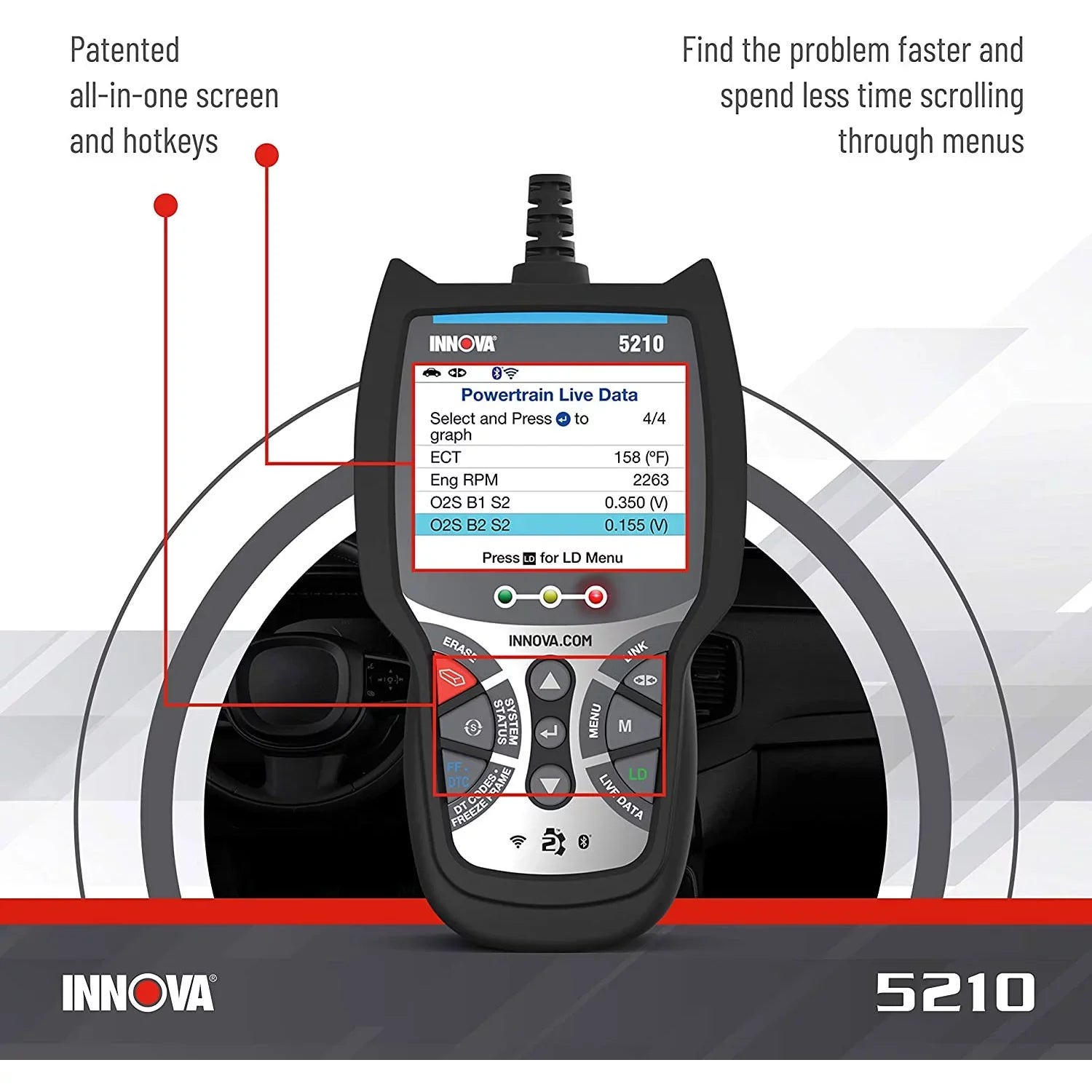 CarScan Reader Tool Diagnostic Automotive 5210 INNOVA Bluetooth Code Advisor