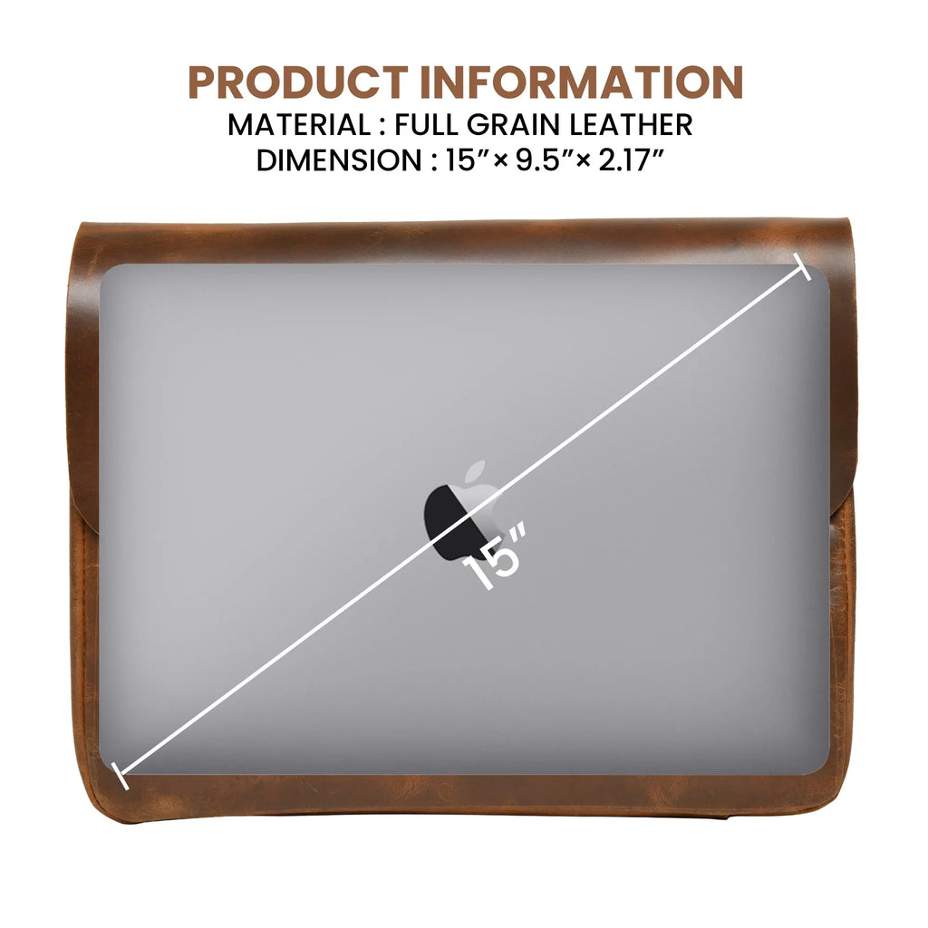 Portfolio File MacBook Case Sleeve Leather Document Grain Folder Top Holder Envelope Folio