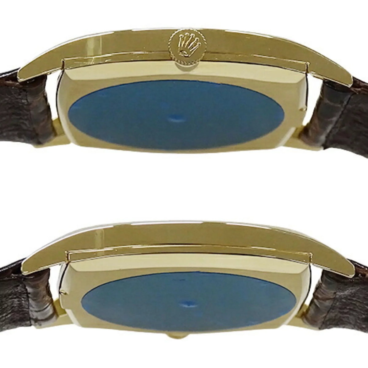 watch Authenticated Used winding gold Cal.1600 hand brown 750YG men's 3805 leather polished Cellini