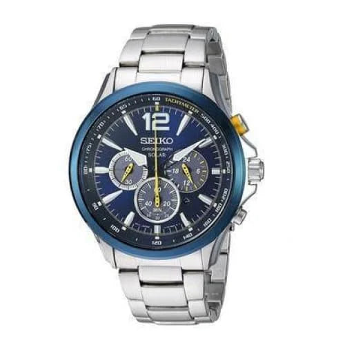 Chronograph Bracelet Core Men's Steel Seiko Blue Watch Solar SSC505 Interchangeable Dial