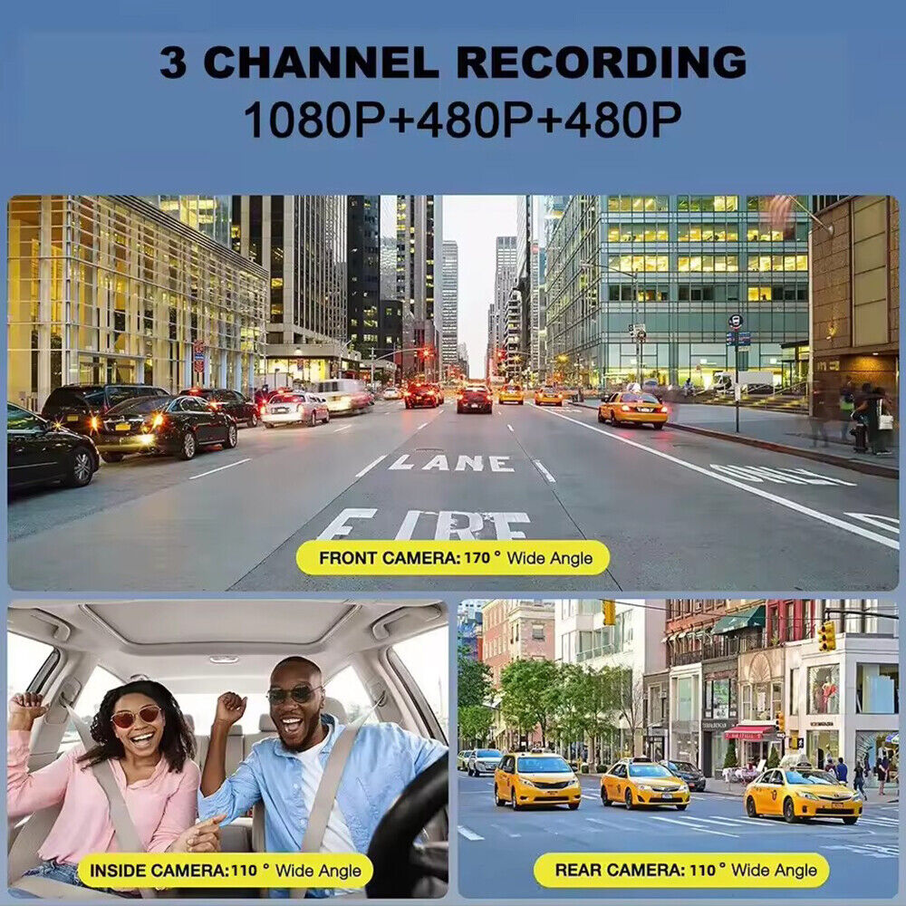 Video Dash HD Camera Recorder G-sensor Car Lens Front/Rear/Inside 1080P Cam G·PEH Dual