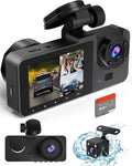 Angle,2.0'' 3 Card,Built-in Vision,170°Wide Free Inside,4K for UHD Mode Cars Screen,WDR,Loop with Full Channel Super Rear Front Dash Dash Parking Camera 32GB SD and Night Cam IPS Recording,24H