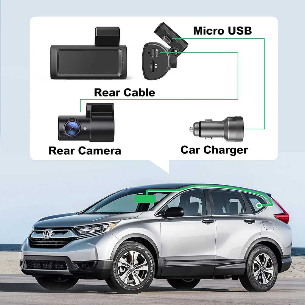 Night Camera Cars G-Sensor, Mount, Cam Vision, Rear, and D32 Dam, WiFi Dash Mode, Super Record Yeecore Built-in App Portable Parking Control, Dash Dash Front Magnetic Accident 2.5K+1080P for Dual GPS,
